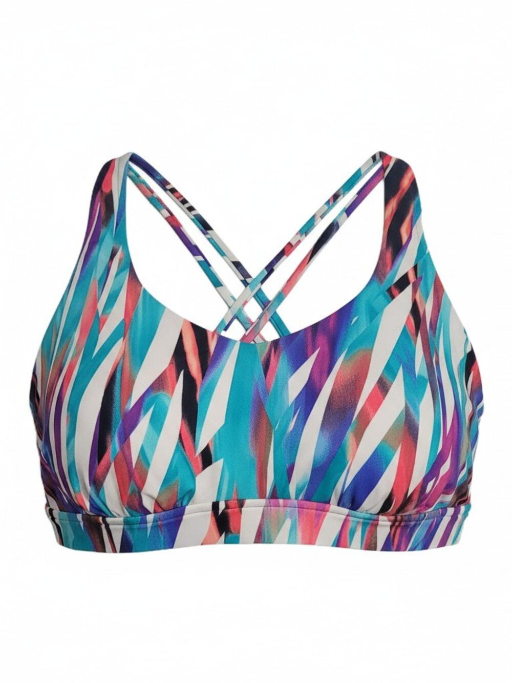 Reel Legends Sz 14 Strappy Back Sports Bra Swim Top Colorful Active